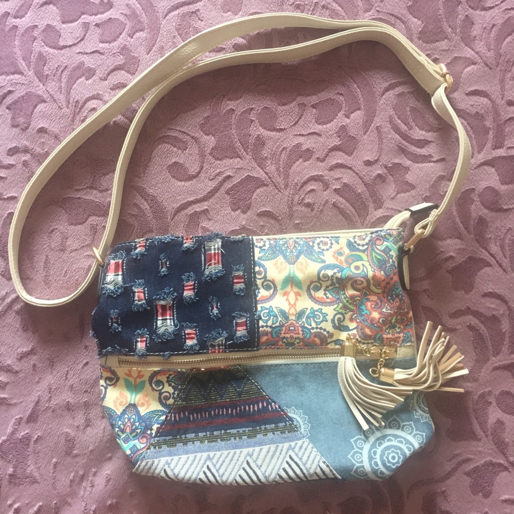 Denim Patchwork Crossbody Purse - Picture 1 of 2